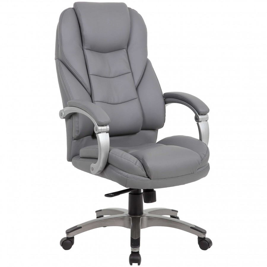 Osprey Grey Leather High Back Executive Office Chair